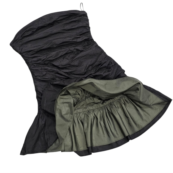 LOVESHACKFANCY NOBLE SILK MINI DRESS BLACK 0 - Picture 6 of 13